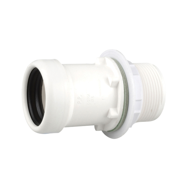 40mm  OsmaWeld Straight Tank Connector - Wavin (White) – 5Z185W