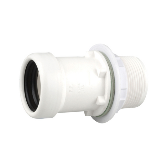 40mm  OsmaWeld Straight Tank Connector - Wavin (White) – 5Z185W
