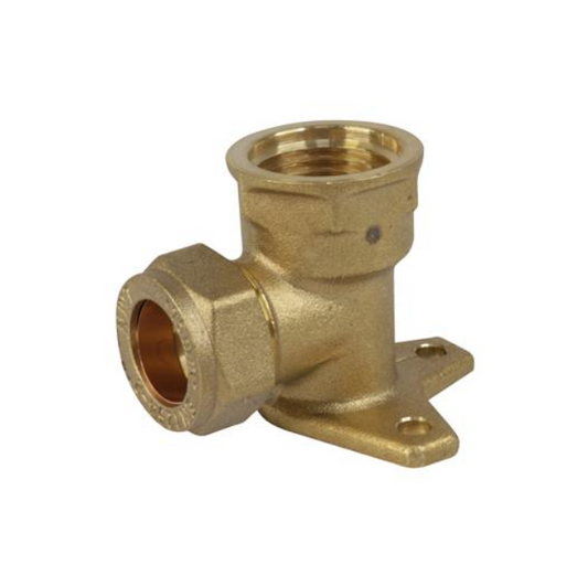 Compression FI Wall Plate Elbow (Brass) 15mm x 1/2" - COWPE-15D