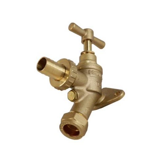 GENBRA Wall Plate Hose Union Bib Tap with Double Check Valve (Brass) 15mm x 1/2" – BFHUBDCWP-D