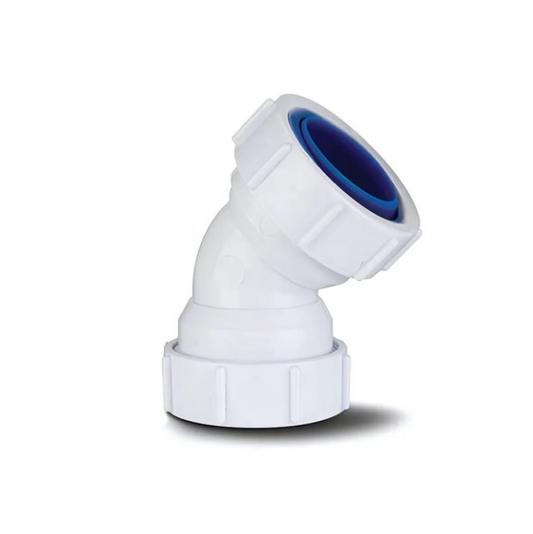 Polypipe Universal Compression Waste Obtuse Bend  (White) 32 mm x 45°- PS17