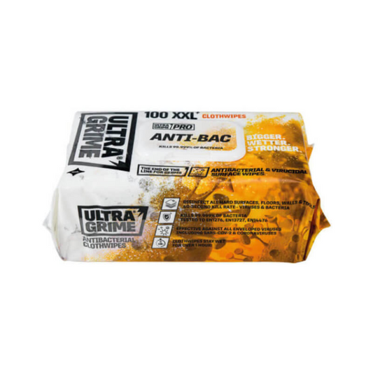 UltraGrime PRO Anti-Bacterial & Virucidal Cleaning Wipes XXL+ (White) Pack of 100 – 5930