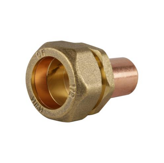 Genbra Stop Tap Adaptor MDPE to Copper (Brass/Copper) 25mm x 15mm – BFSTA-2515