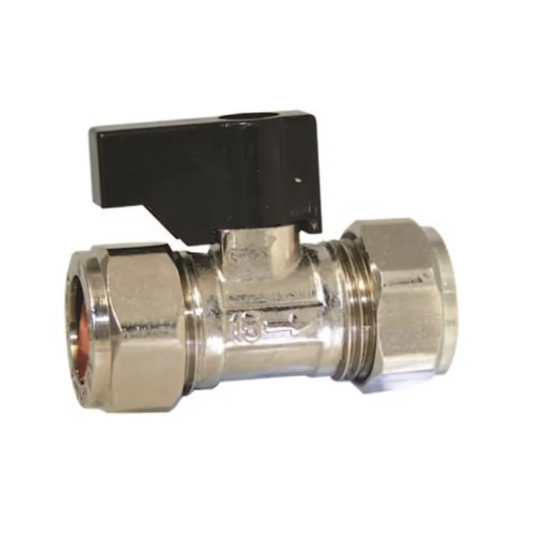 GENBRA Isolating Valve with Black Lever (Chrome-Plated Brass) 15mm – BFIVL-15
