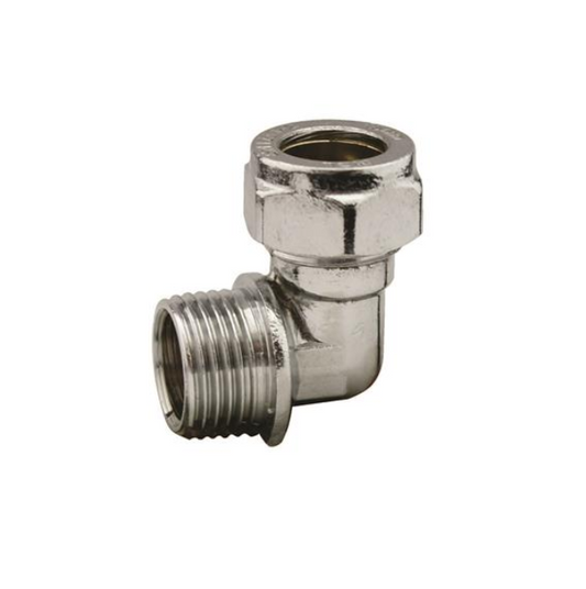 Chrome Compression Male Elbow (Chrome) 15mm x ½" BSP – CCEAM-15D