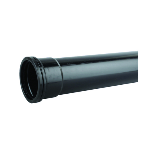 82mm OsmaSoil Ring-Seal Single Socket Pipe 3m - Wavin (Black) – 3S043B