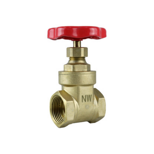 GENBRA British Standard Gate Valve FIxFI (Brass with Red Handle) 1" – BFGV-F