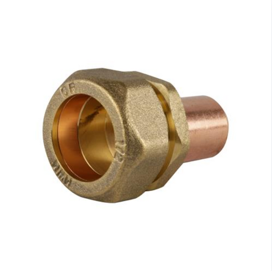 Genbra Stop Tap Adaptor MDPE to Copper (Brass) 25mm x 22mm – BFSTA-2522