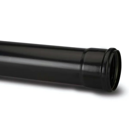 Polypipe Single Socket Soil Pipe (Black) 110mm x 2m - SP420B