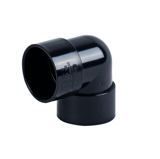 Wavin OsmaWeld Solvent-Weld Waste Knuckle Bend 90° (Black) 50mm – 2M160B