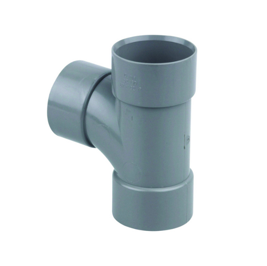 Wavin OsmaWeld Solvent-Weld Waste 87.5° Tee (Grey) 50mm – 2Z190G