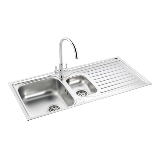 Carron Phoenix Lomond 150 3½" Waste & Overflow Kit – Reversible 2 Tap Hole, Boxed (Stainless Steel) – 101.0714.475