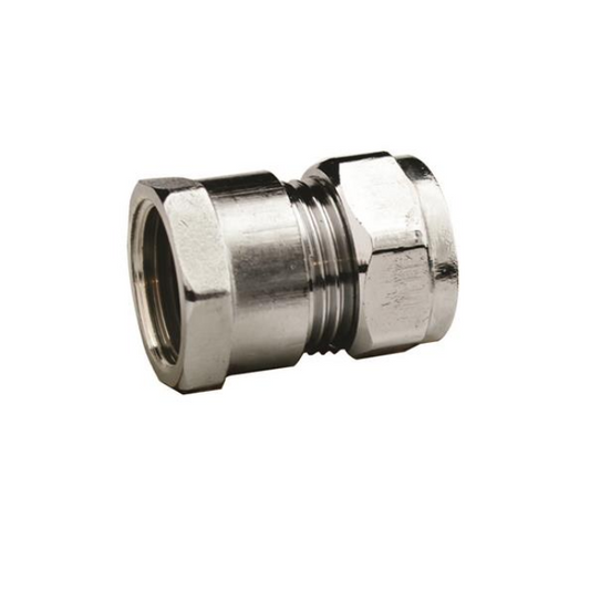 Compression Chrome Straight Connector (Chrome) 22mm x 3/4" FI – CCSAF-22E