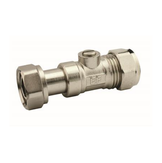 Genbra Straight Service Valve (Chrome-Plated Brass) 22mm x ¾" BSP – BFSVS-22E