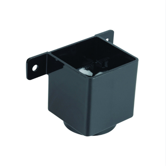 Wavin Osma SquareLine Pipe Connector and Bracket (Black) 61mm – 4T823B