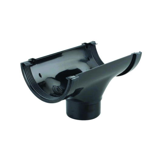 112mm x 68mm Osma RoofLine Half Round Running Outlet - Wavin (Black) – 6T606B