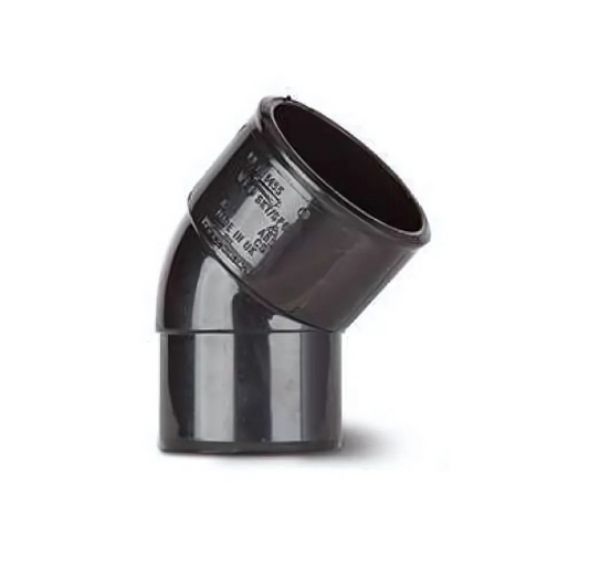 Polypipe ABS Solvent-Weld Spigot Bend (Black) 40mm x 45° - WS49B