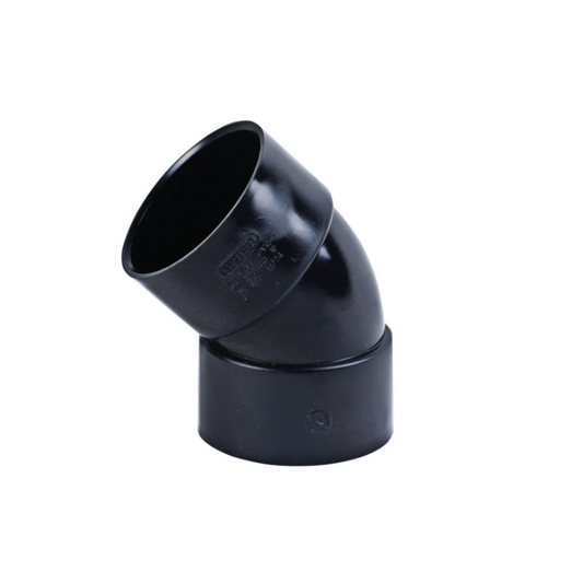 Wavin OsmaWeld Solvent-Weld Waste Bend 45° (Black) 50mm – 2M163B