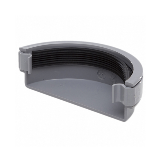 112mm Half Round Gutter External Stop End - Polypipe (Grey) – RR107G