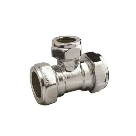 Chrome Compression Reducing Tee (Chrome) 28mm x 28mm x 15mm – CCRT-282815