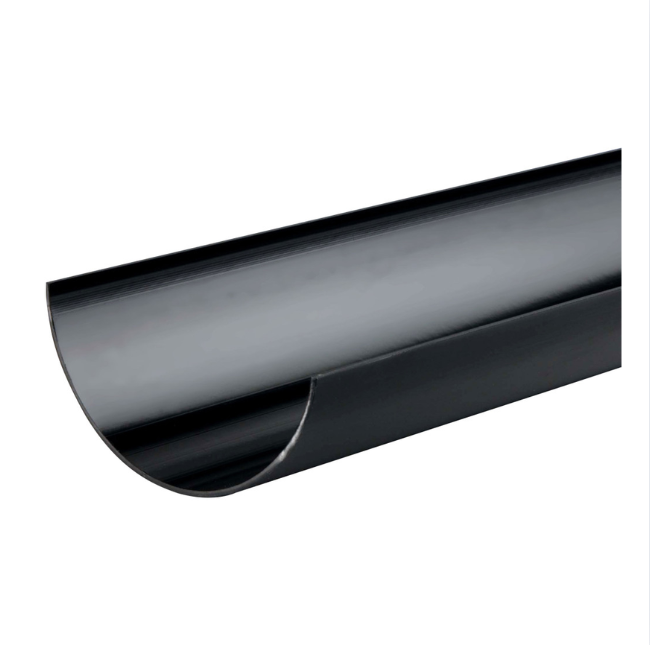 112mm x 2M Osma RoundLine PVC-U Half-Round Gutter - Wavin (Black) – 0T072B