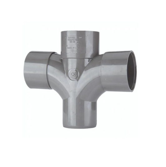 Polypipe Solvent Weld  Cross Tee (Grey) 50mm x 92.5° – WS50G