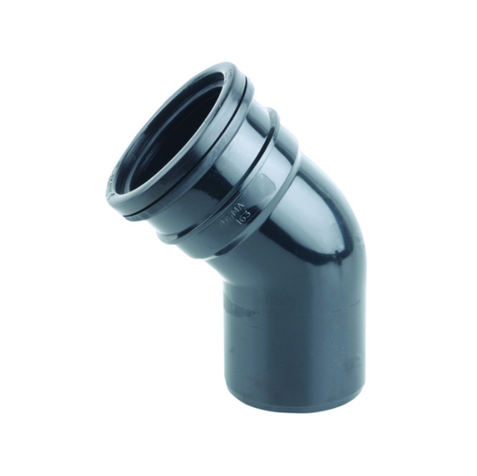 82mm OsmaSoil Ring-Seal Single Socket Bend 45° - Wavin (Black) – 3S163B