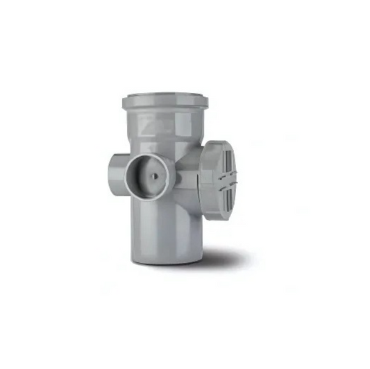 Polypipe Access Pipe with 2 Bosses, Single Socket (Grey) 110mm - SA43G