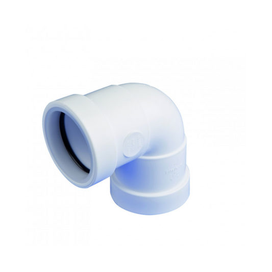 40mm x 90° Osma Push-Fit Waste Knuckle Bend - Wavin (White) – 5W160W