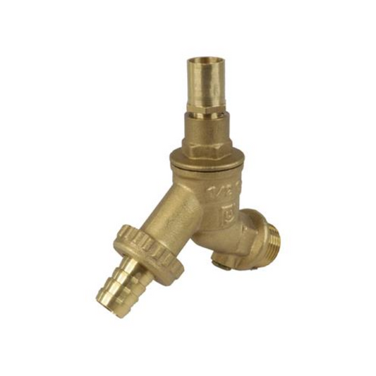 Genbra Hose Union Bib Tap with Lockshield & Double Check Valve (Brass) 1/2" – BFHUBLSDC-D