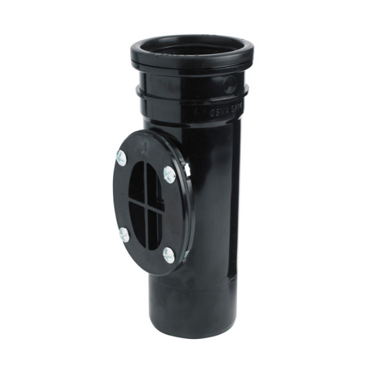Wavin OsmaSoil Ring-Seal Single Socket Access Pipe with Bolted Door (Black) 82mm – 3S274B