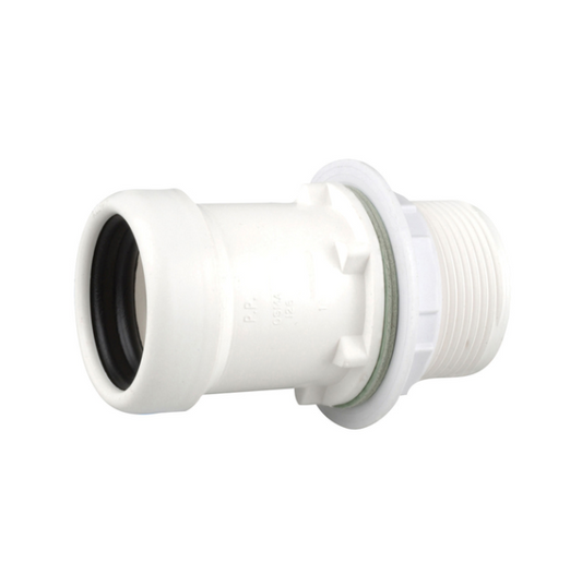 Wavin OsmaWeld Waste 32mm Straight Tank Connector (White) – 4Z185W