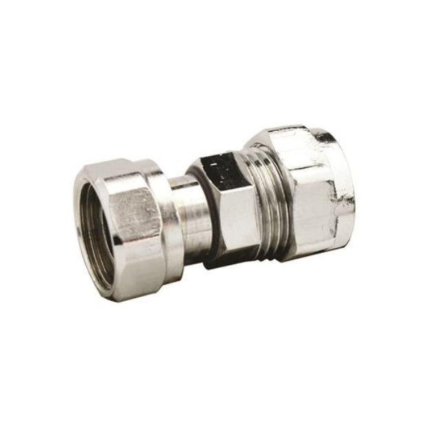 Compression Straight Tap Connector (Chrome) 22mm x 3/4" - CCSTC-22E