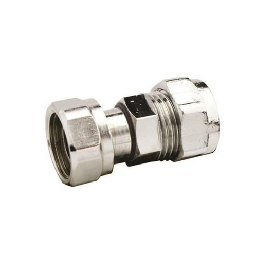 Compression Straight Tap Connector (Chrome) 22mm x 3/4" - CCSTC-22E