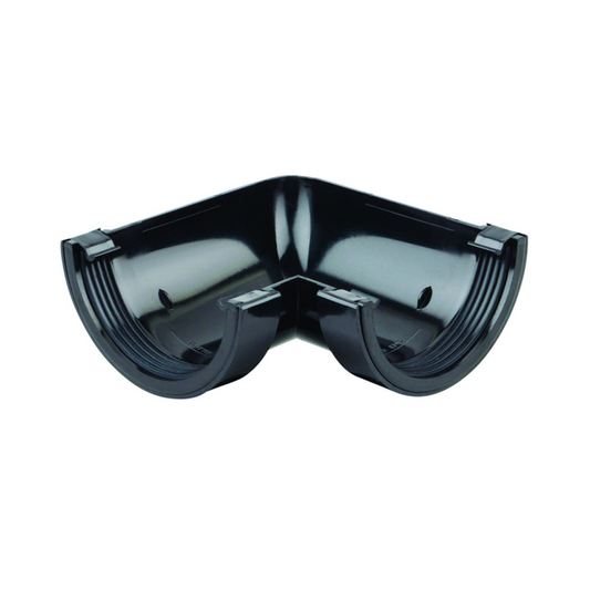 112mm x 90° Osma RoundLine Gutter Angle - Wavin (Black) – 0T003B