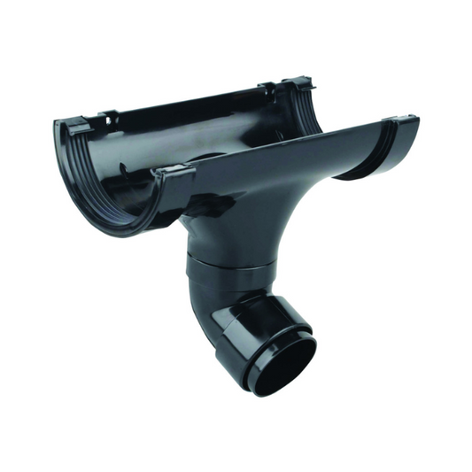 Wavin Osma RoundLine Swivelock Running Outlet with Fitted Offset Bend (Black) 112mm – 0T625B
