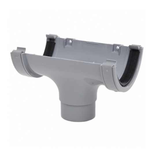 112mm Half Round Gutter Running Outlet - Polypipe (Grey) – RR105G