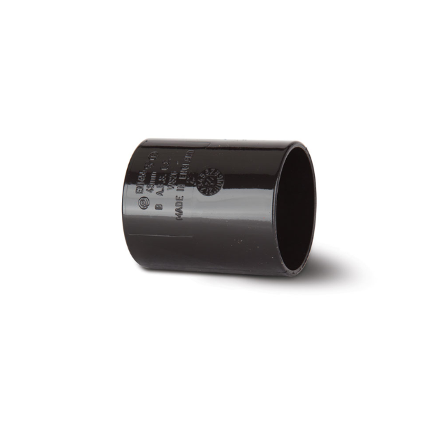 Polypipe Waste Solvent Weld Abs Straight Coupling (Black) 50mm - WS58B