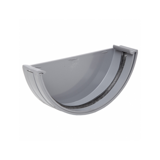 Polypipe Half‑Round Gutter External Stop‑End (Grey) 150 mm - RL607G