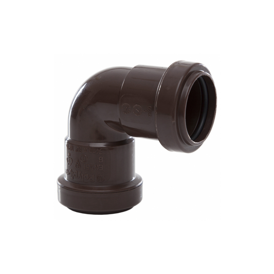 Polypipe Waste Push Fit 90 Inch Knuckle Bend (Brown) 32mm - WP15BR