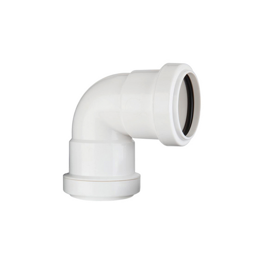Polypipe Waste Push-Fit Knuckle Bend (White) 32mm x 90° - WP15W