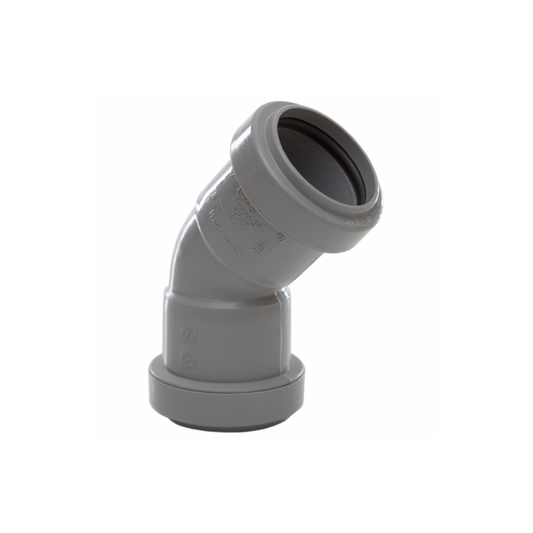 Polypipe Waste Push-Fit 45° Obtuse Bend (Grey) 32mm - WP17G