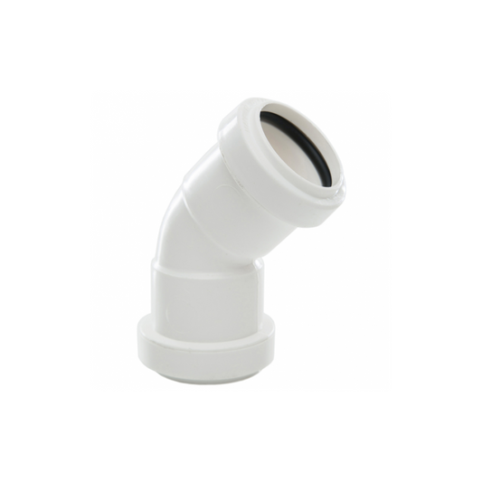 Polypipe Waste Push-Fit 45° Obtuse Bend (White) 32mm - WP17W