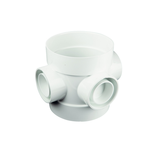 110mm Osma Soil Double Solvent Socket Short Bossed Pipe - Wavin (White) - 4S588W