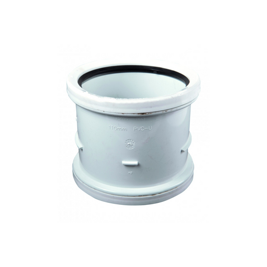 110mm Osma Soil Double Socket Coupler - Wavin (White) - 4S105W