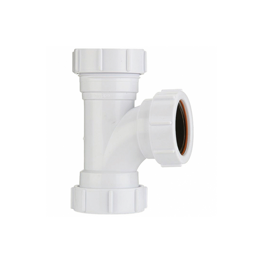 Polypipe Universal Compression Waste Equal Tee 91.25° (White) 40mm - PS22