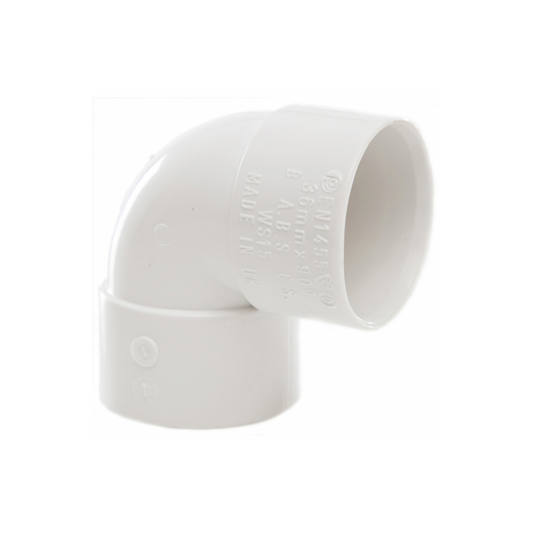 Polypipe Waste Solvent Weld ABS 90° Knuckle Bend (White) 32mm - WS15W