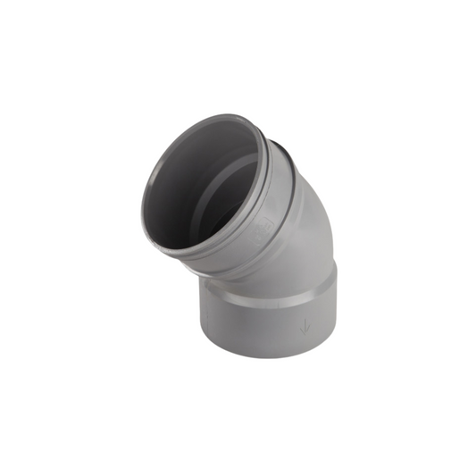 110mm Osma Soil Double Solvent Weld Bend 45 Degree - Wavin (Grey) - 4S463G