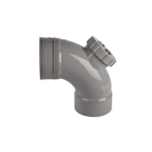 110mm Osma Soil Solvent Socket Access Bend 87.5 Degree - Wavin (Grey) - 4S469G