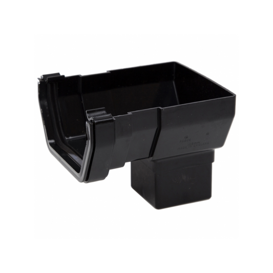 Polypipe Square Gutter Stop‑End Outlet (Black) 112 mm - RS206B